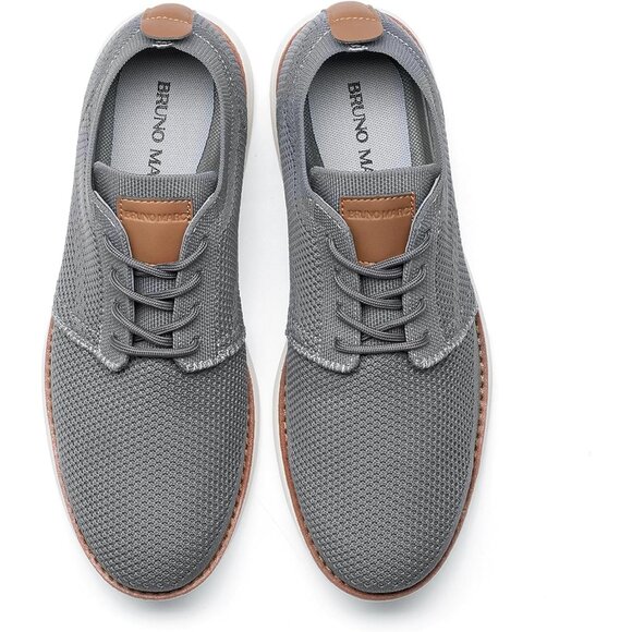 ⚡Bruno Marc Men Dark Grey Knit Flex Mesh Oxfords Lace-Up Lightweight Sneakers - Picture 4 of 7